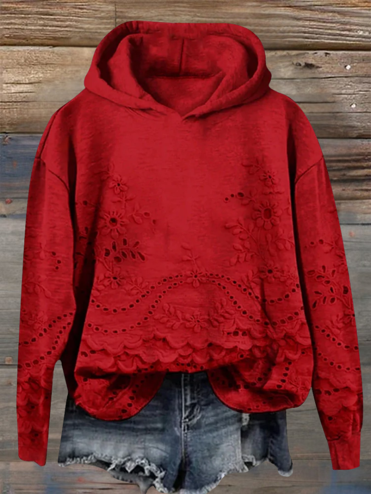 SASKA | Hoodie with Floral Embroidery