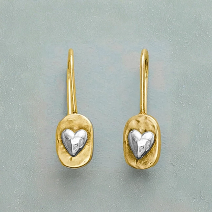 Vintage Silver Golden Heart Earrings