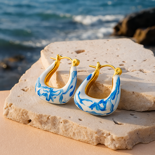 Golden Wave Dangle Earrings