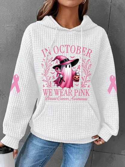 Breast Cancer Awareness | October we wear Pink Waffle Hoodie