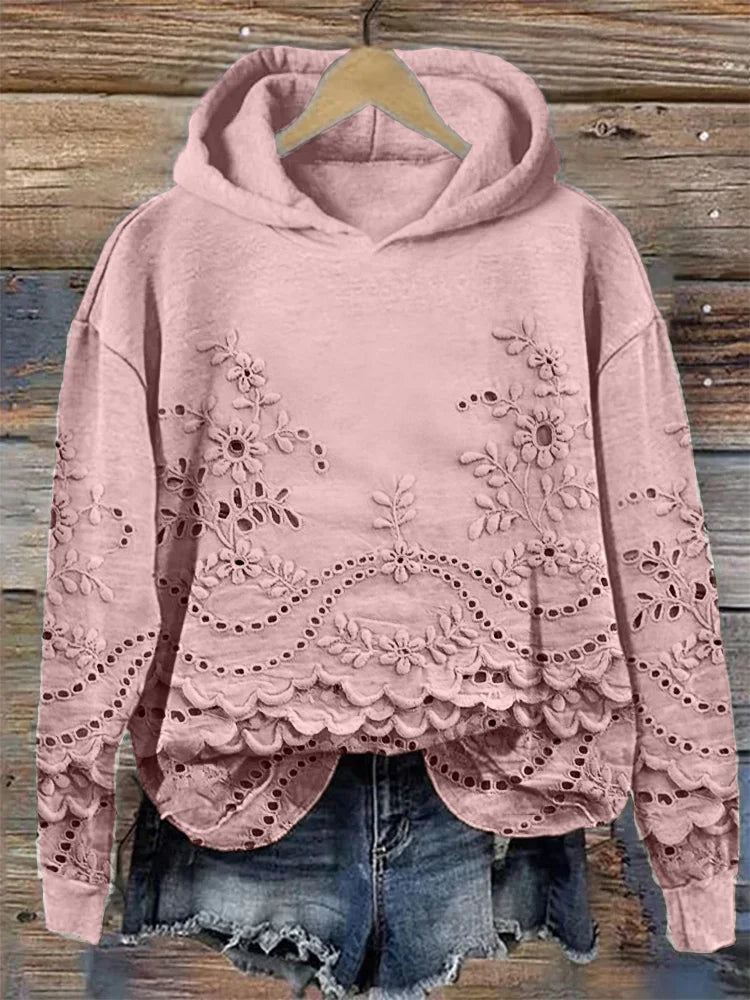 SASKA | Hoodie with Floral Embroidery