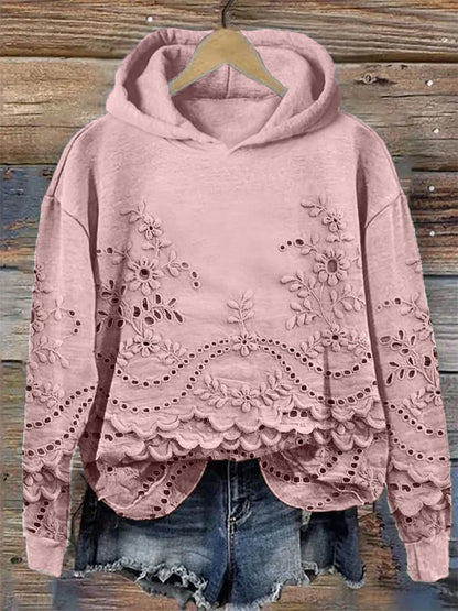 SASKA | Hoodie with Floral Embroidery