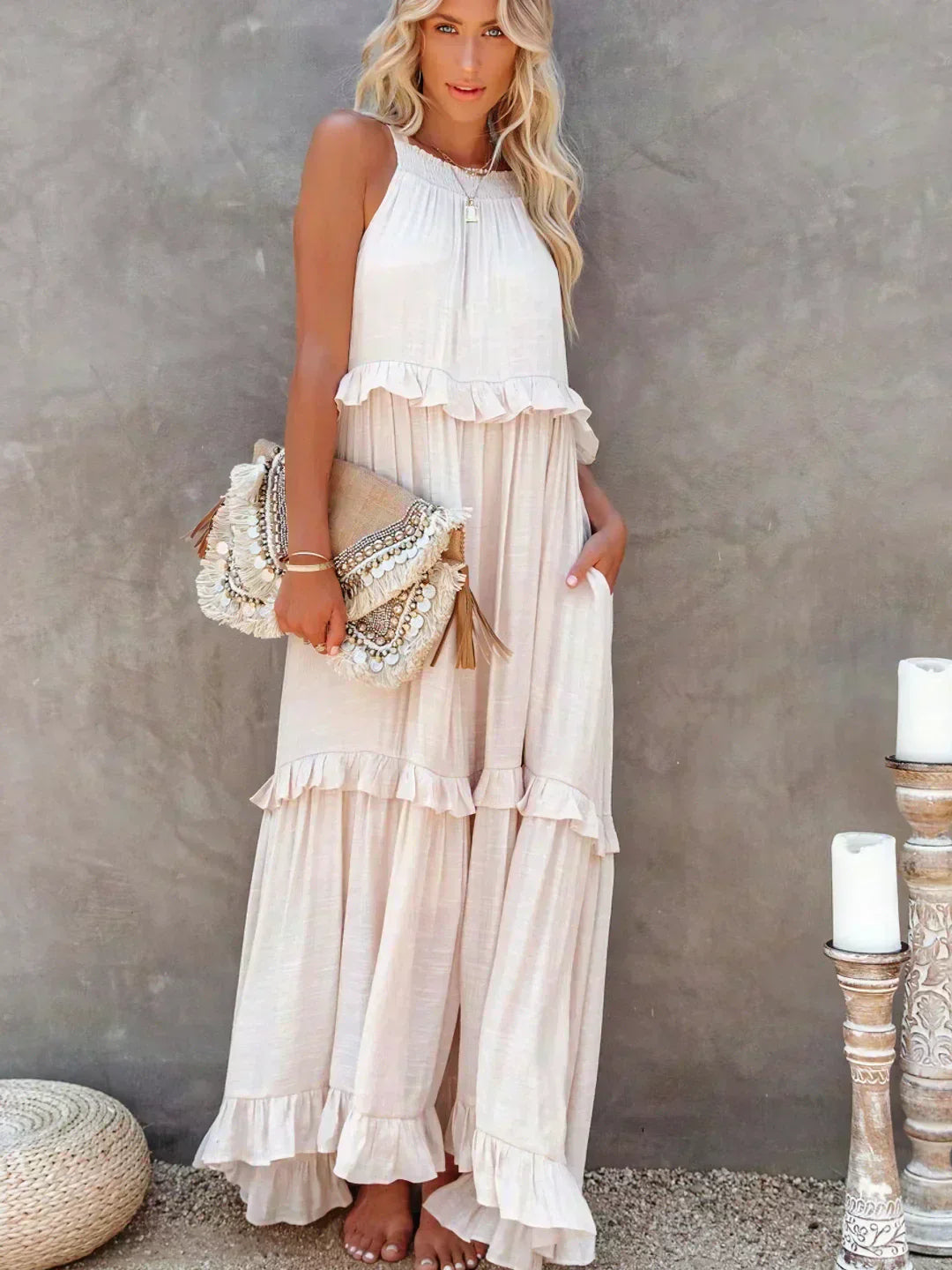 ANETA | Elegant Sleeveless Dress with Ruffles