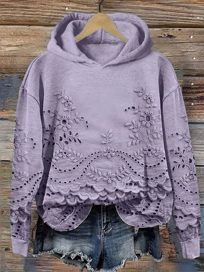 SASKA | Hoodie with Floral Embroidery