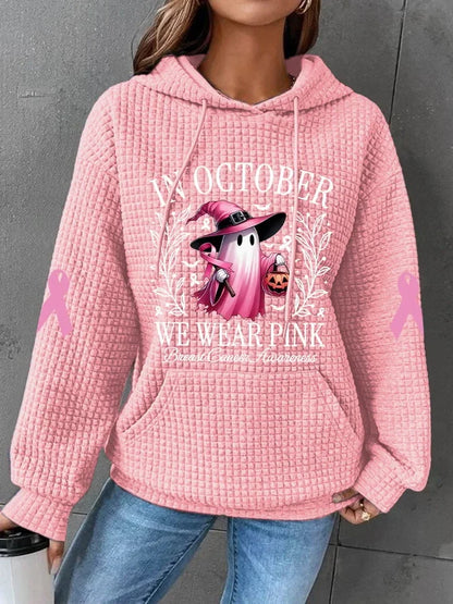 Breast Cancer Awareness | October we wear Pink Waffle Hoodie