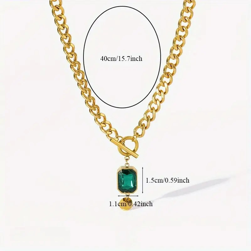 Emerald Gold Chunky Necklace