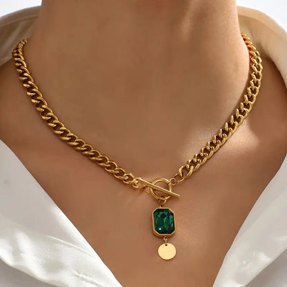 Emerald Gold Chunky Necklace