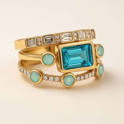 AzureGlow Ring Set