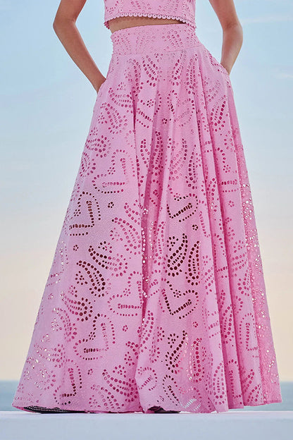 Larissa™ Embroidered Top & High-Waist Maxi Skirt Set | Elegant Two Piece Outfit