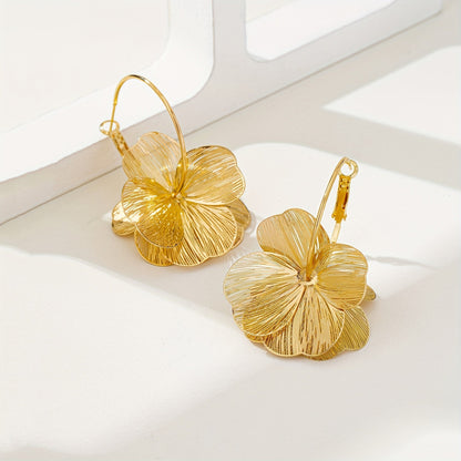 Exaggerated Gold Hollow Earrings