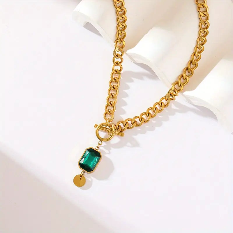 Emerald Gold Chunky Necklace