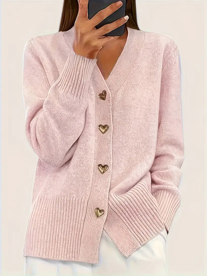 ADELE | Elegant Heart Button Cardigan