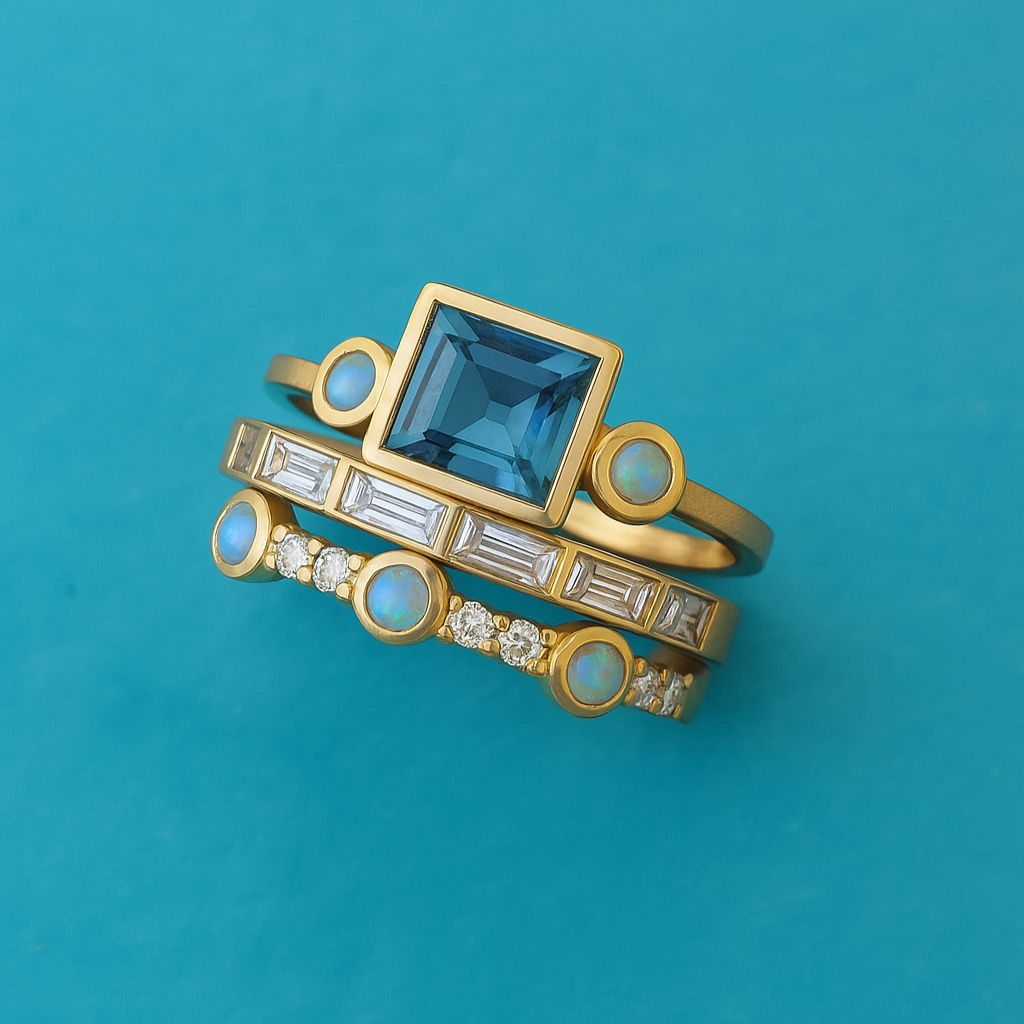 AzureGlow Ring Set