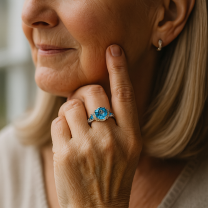 Antique Silver Ring Featuring a Blue Gemstone