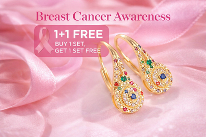 Multicolor Sparkle Elegance Breast Cancer Awareness Earrings | 1+1 Free Today