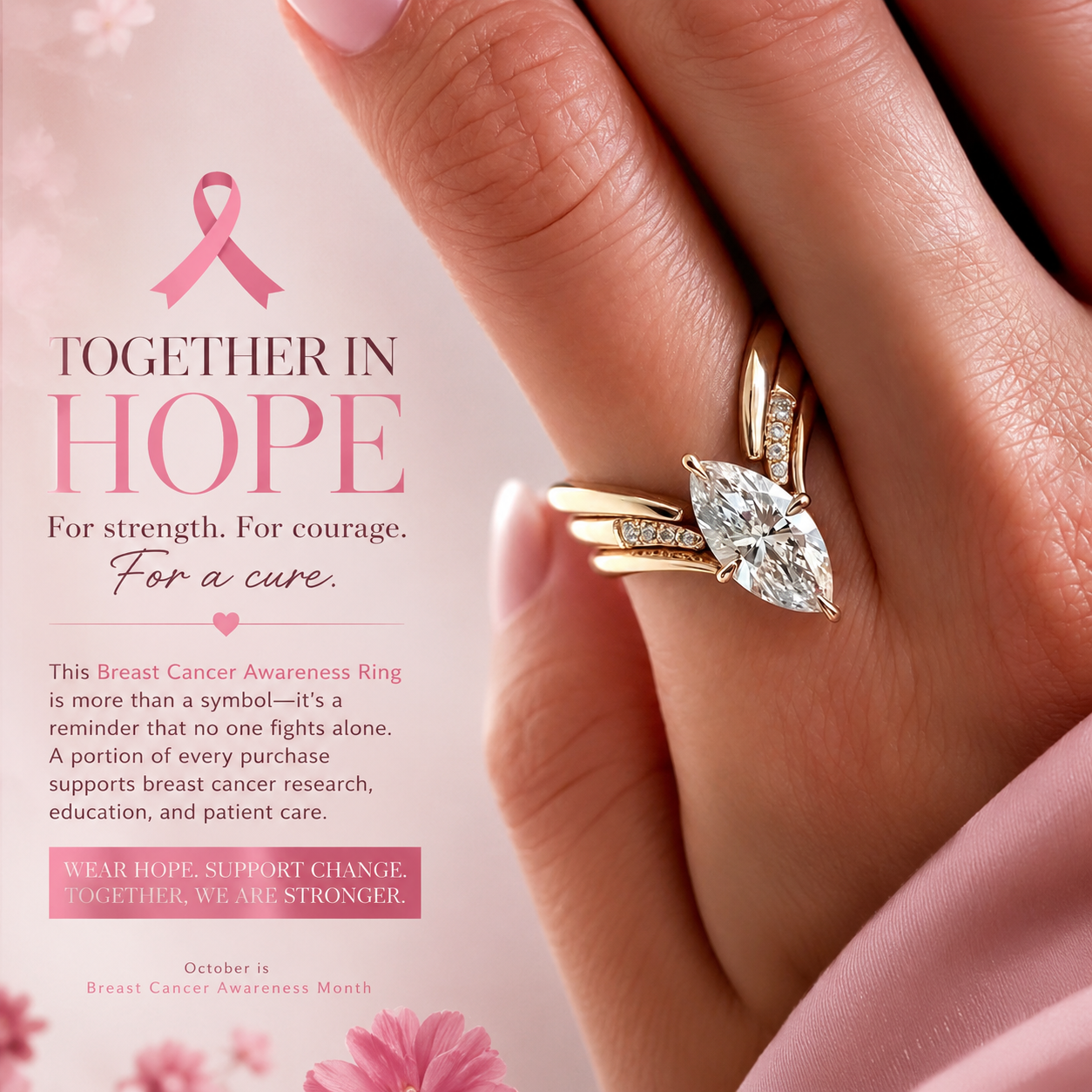 Elegant Drop Ring | Support Breast Cancer | Get 1+1 Free