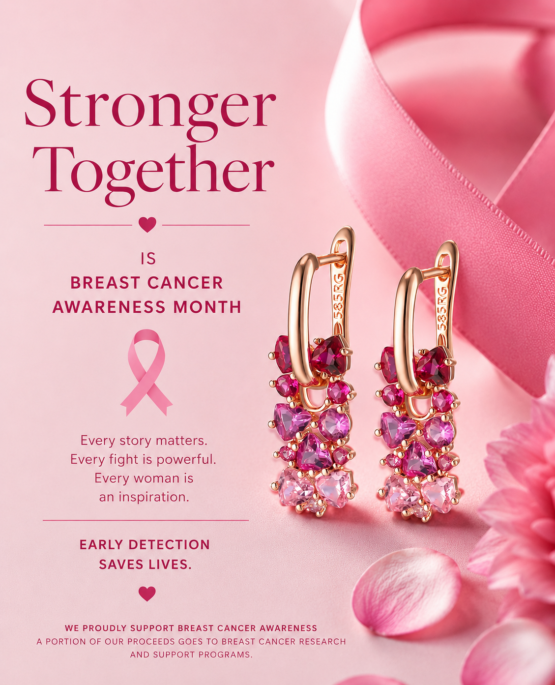 Breast Cancer Awareness Gradient Stone Earrings | 1+1 Free Today