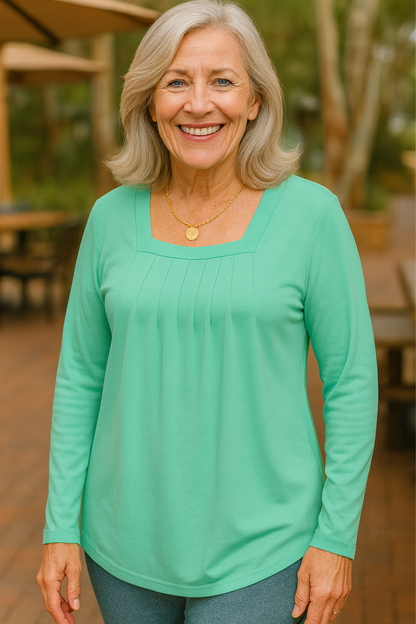 Colleen | Pleated Comfort Top – Long Sleeve Edition. Everyday confidence.