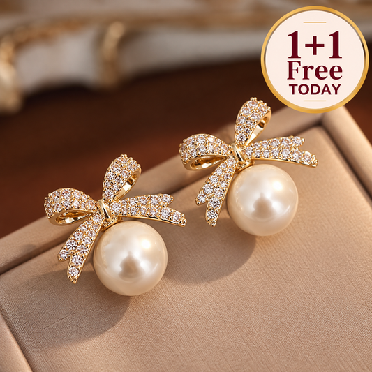Ribbon Pearl Earrings