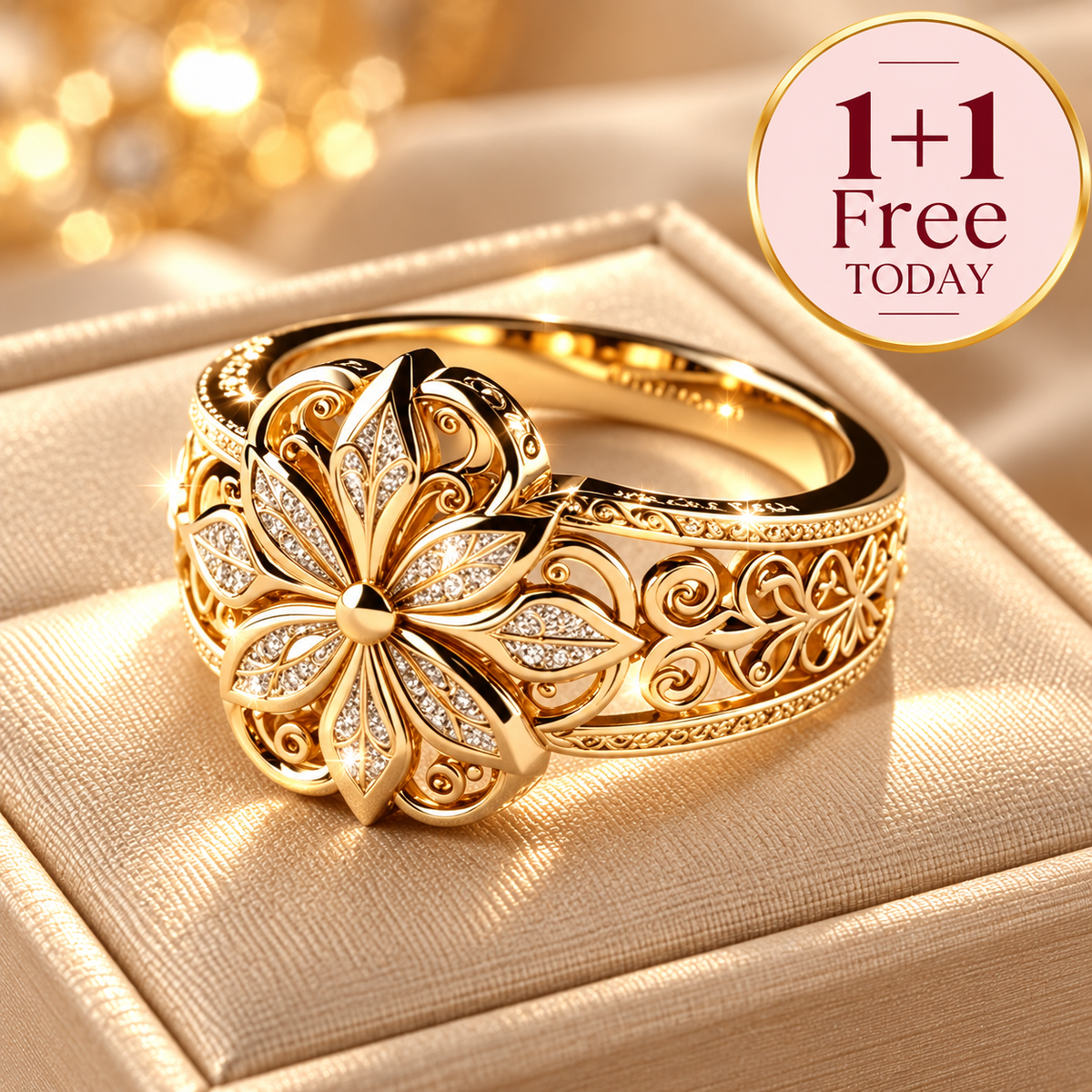 Flower Zirconia Exotic Gold Ring