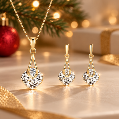 Elegant Gold Crystal Jewelry Set