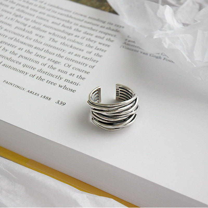 Adjustable Layered 925 Sterling Silver Ring