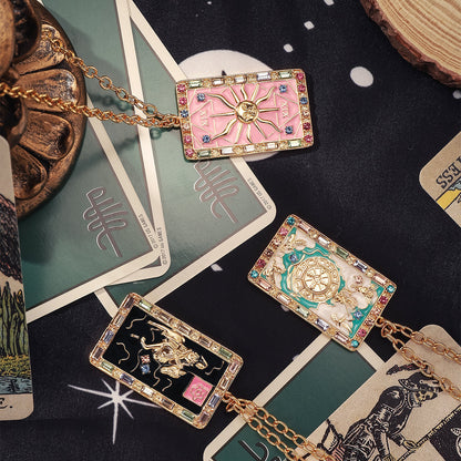 Wheel of Fortune Tarot Card Necklace