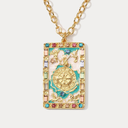 Wheel of Fortune Tarot Card Necklace