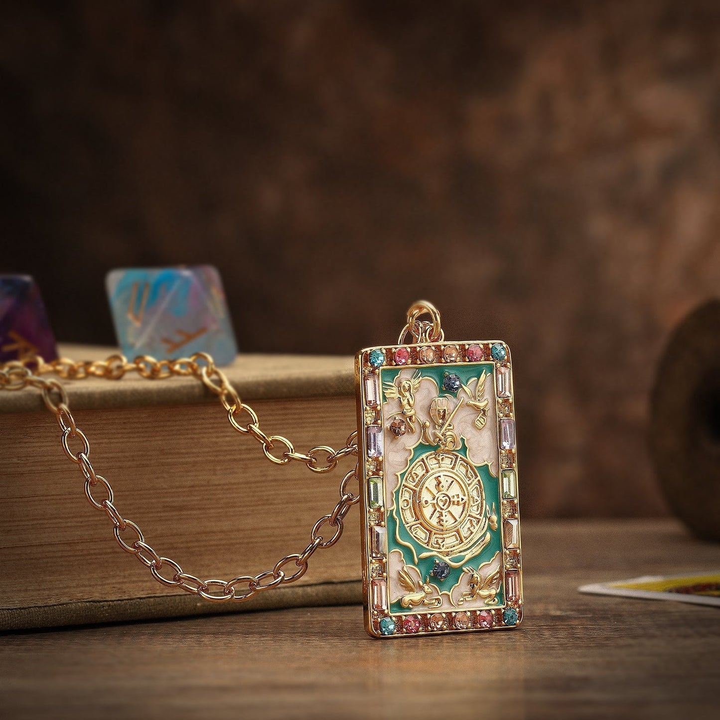 Wheel of Fortune Tarot Card Necklace