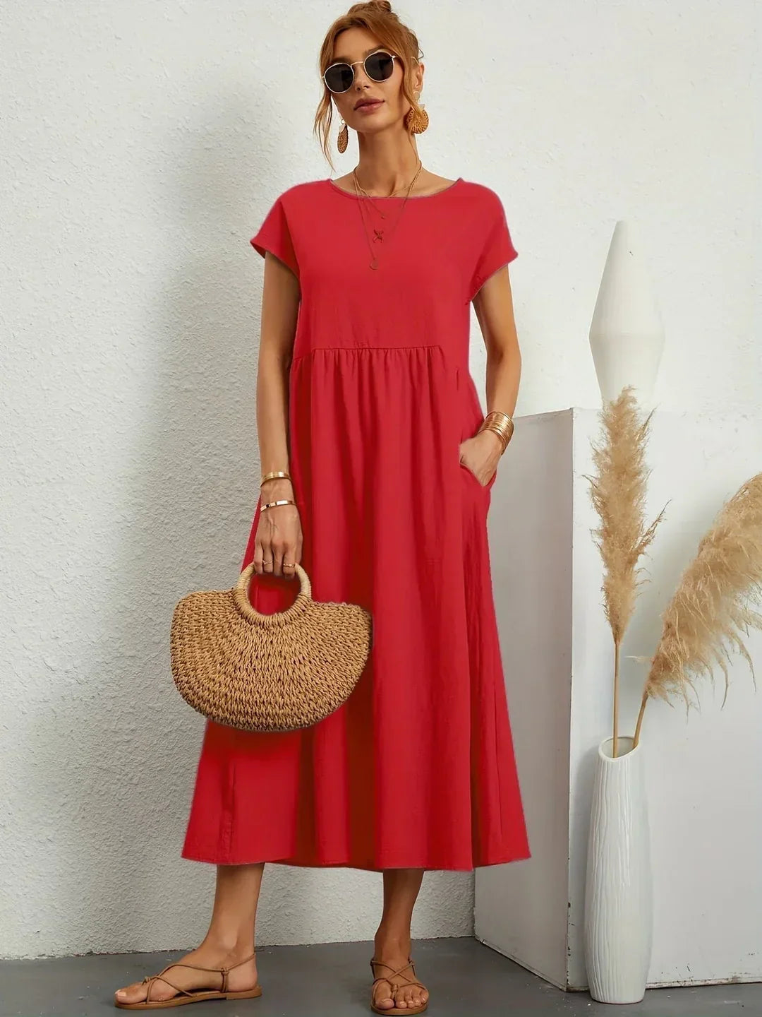 Lightweight Soft Cotton Dress with Pockets