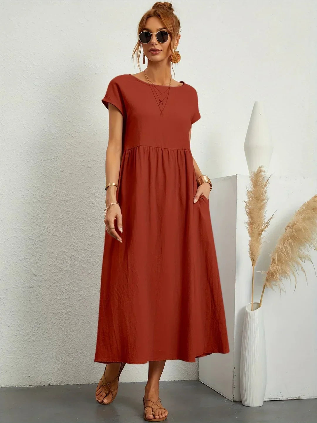 Lightweight Soft Cotton Dress with Pockets