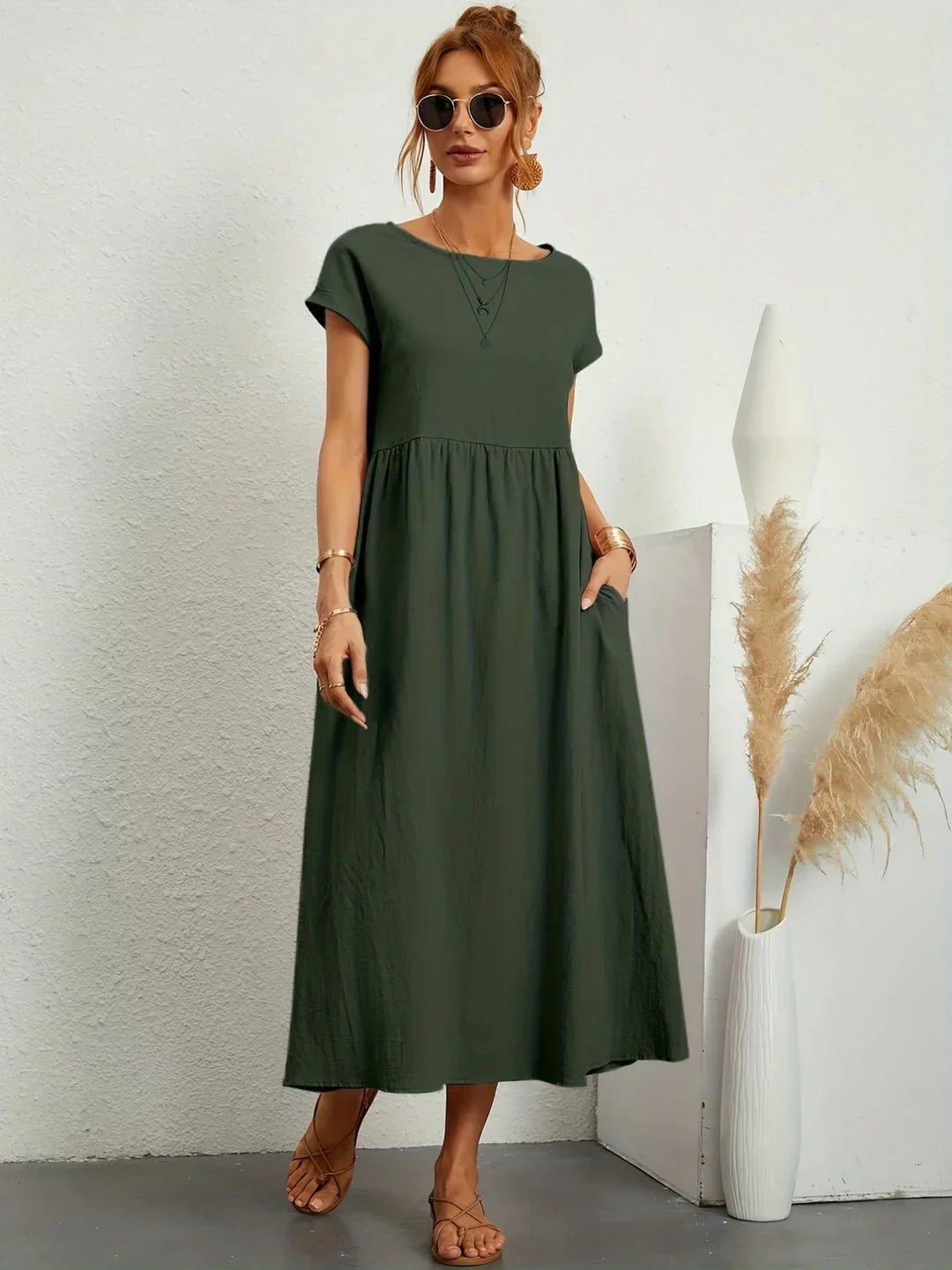 Lightweight Soft Cotton Dress with Pockets