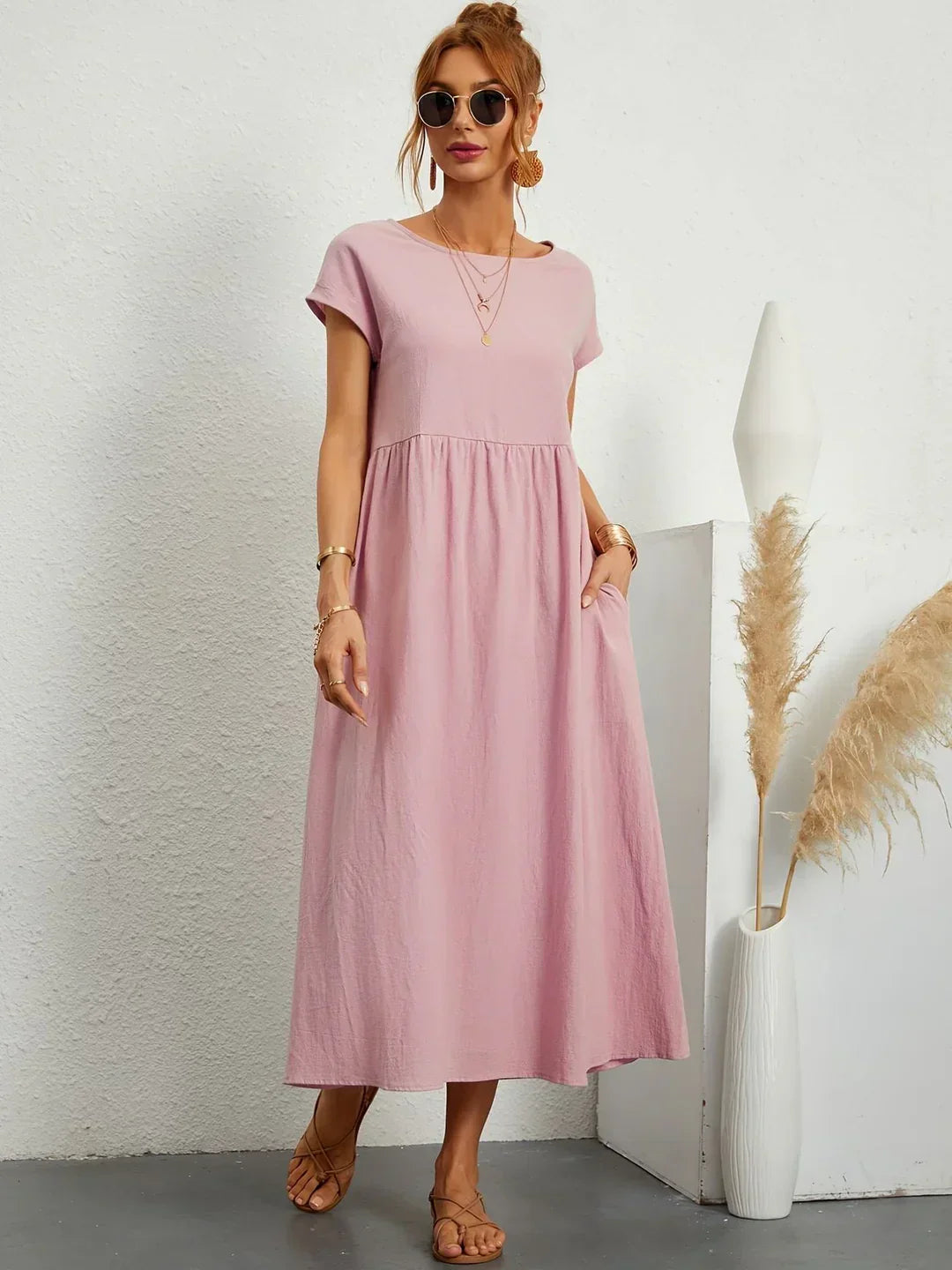 Lightweight Soft Cotton Dress with Pockets