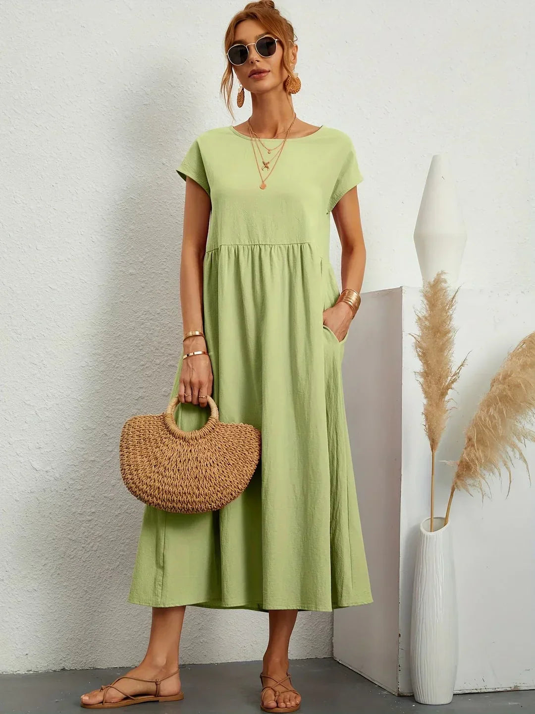 Lightweight Soft Cotton Dress with Pockets