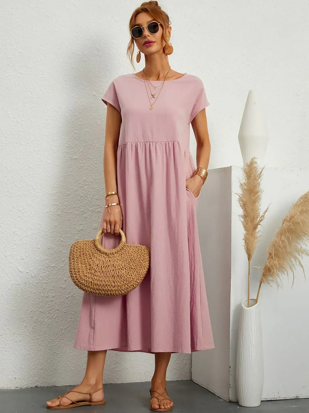 Lightweight Soft Cotton Dress with Pockets