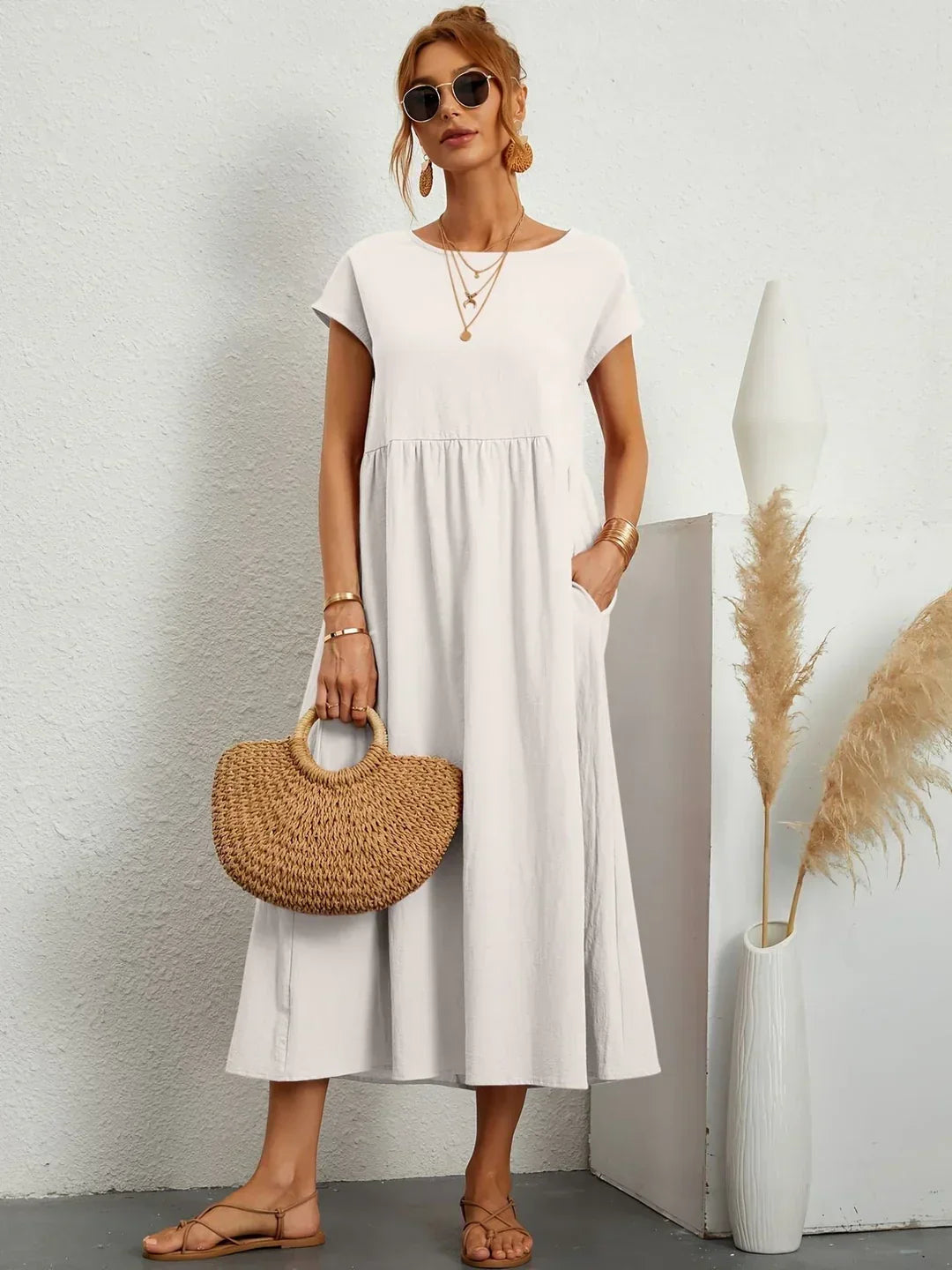 Lightweight Soft Cotton Dress with Pockets