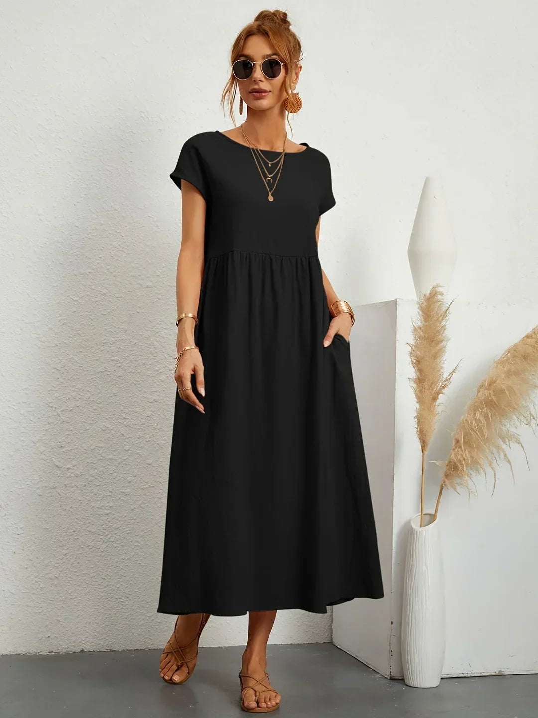 Lightweight Soft Cotton Dress with Pockets