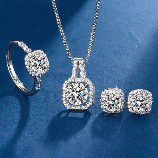 Exclusive Silver Aria Square Radiant Set | Supporting Breast Cancer Awareness