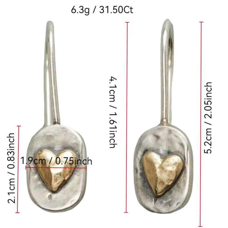 Vintage Silver Golden Heart Earrings