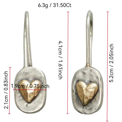 Vintage Silver Golden Heart Earrings