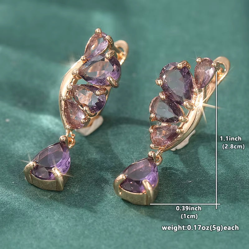 All Awareness – Elegant Purple Zircon Hoop Earrings | 1+1 Free
