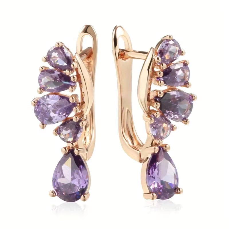 All Awareness – Elegant Purple Zircon Hoop Earrings | 1+1 Free