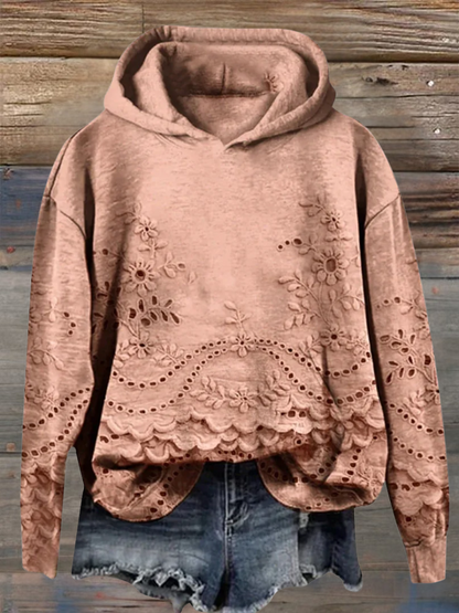SASKA | Hoodie with Floral Embroidery