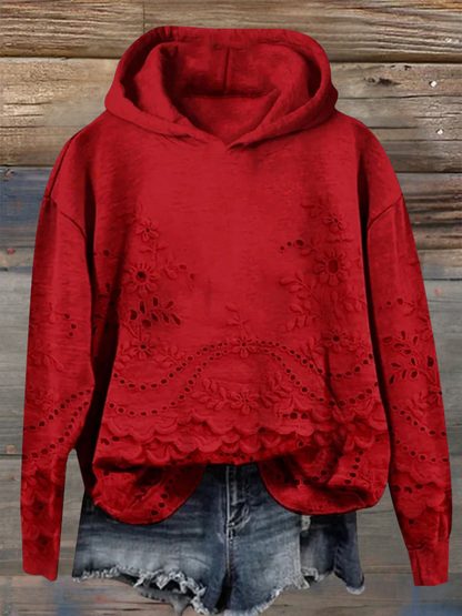 SASKA | Hoodie with Floral Embroidery
