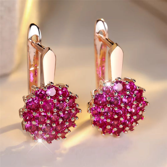 All Awareness – Round Pink Zircon Hoop Earrings | 1+1 Free