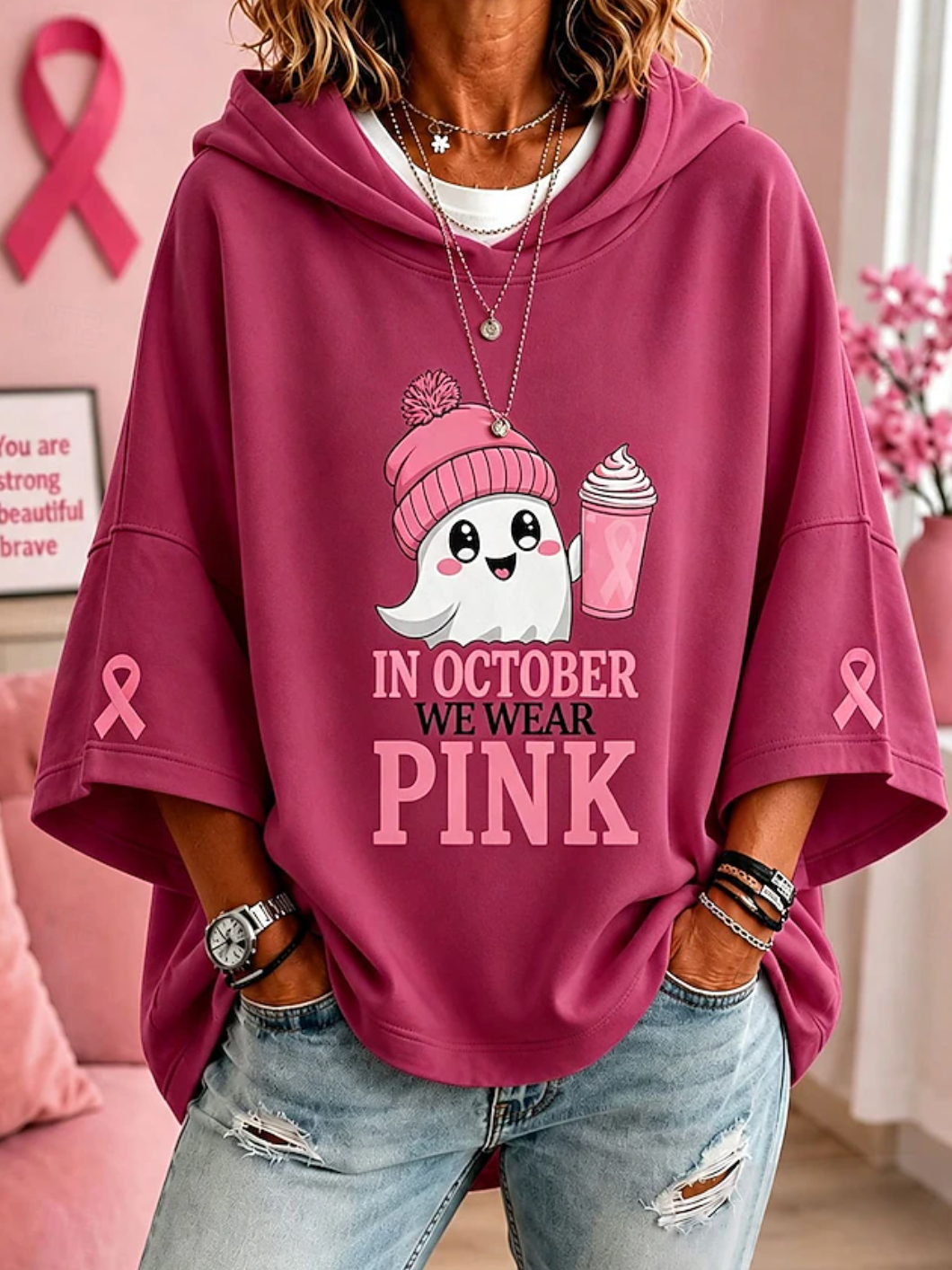 October We Wear Pink Ribbon | Sweater