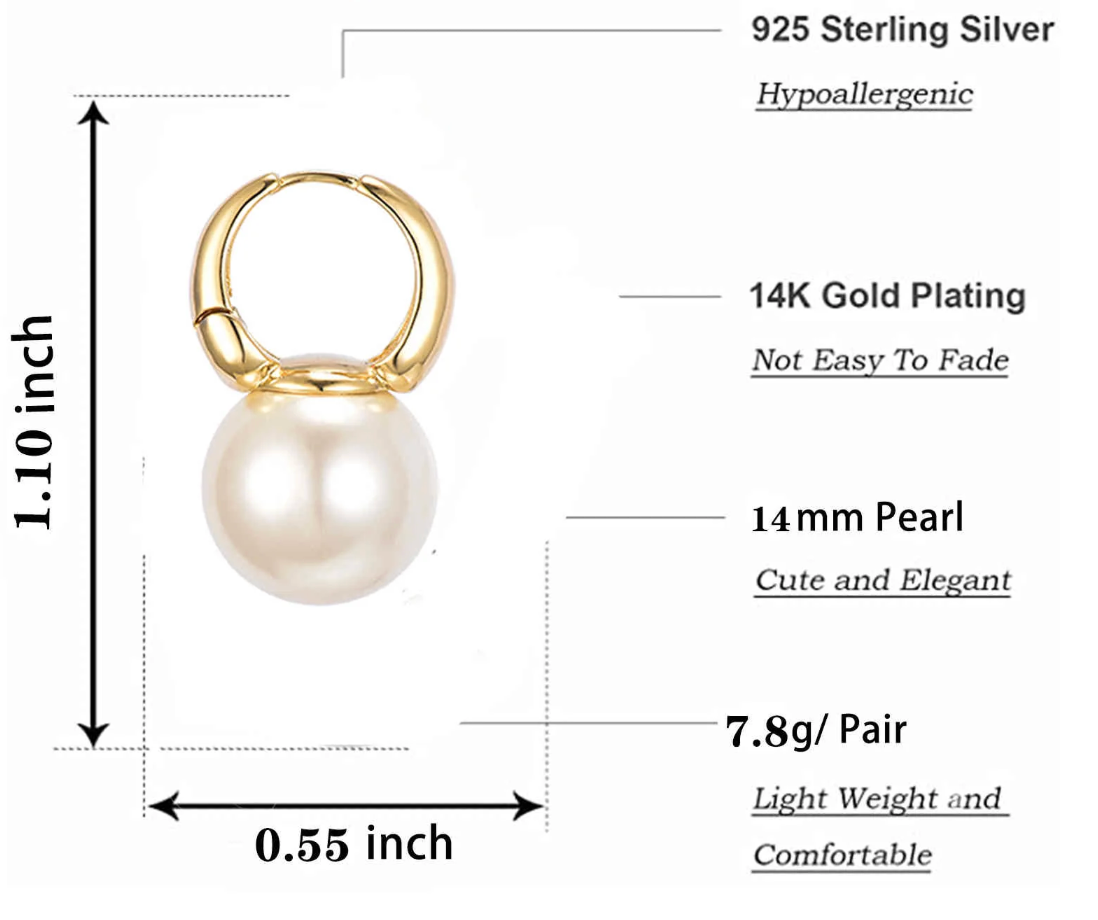 Breast Cancer Awareness | Classic Pearl Earrings  | 1+1 Free Today