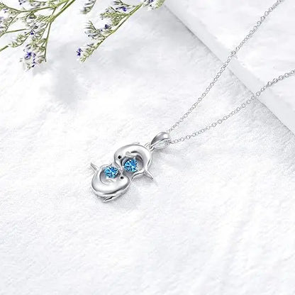 Opal Blue Dolphin Pendant Necklace