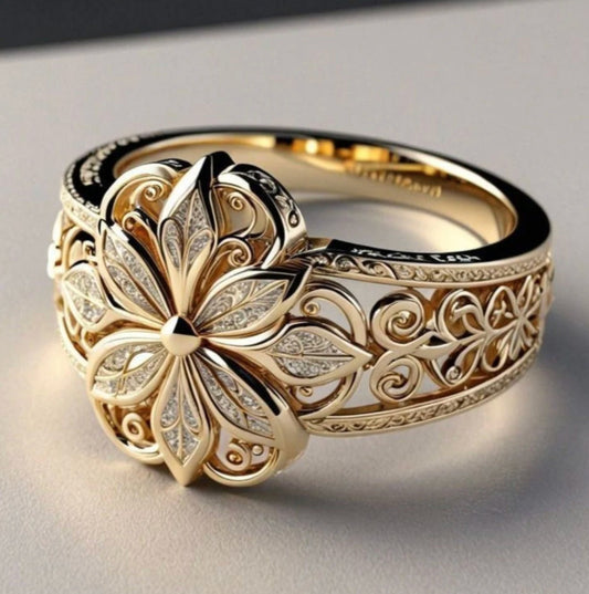 Flower Zirconia Exotic Gold Ring