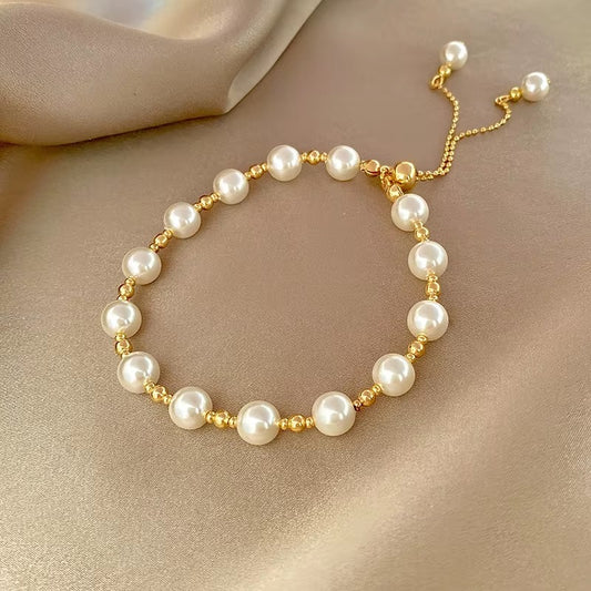 Breast Cancer Awareness | White Pearl Bracelet | 1+1 Free Today